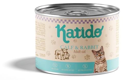 KATIDO Cielęcina z królikiem, puszka 200 g